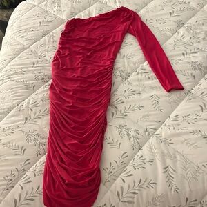 Club L London Vibrant Red One-Shoulder Dress